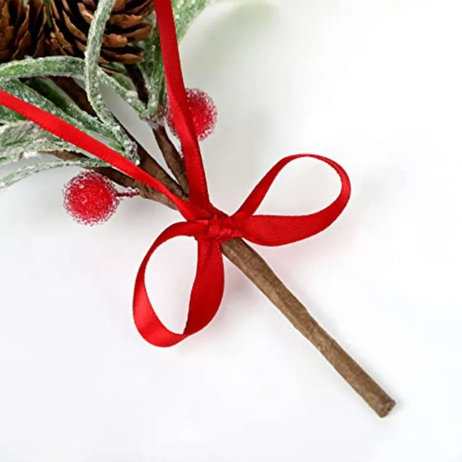 Artificial Frosted Mistletoe Sprigs With Red Berries For Wreaths