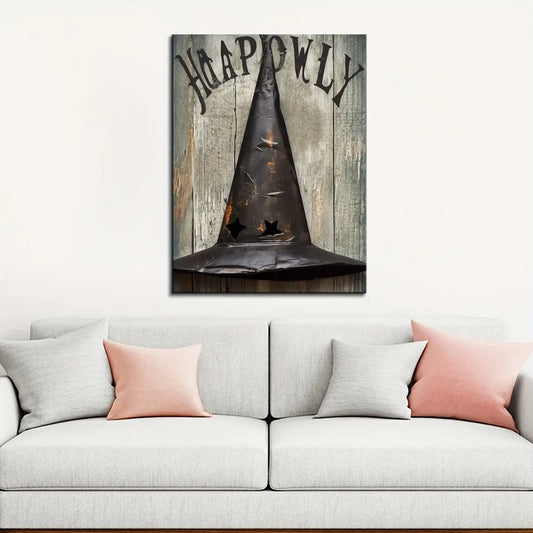 Solid Wood Picture Frame Halloween Witch Hat Wall Decor
