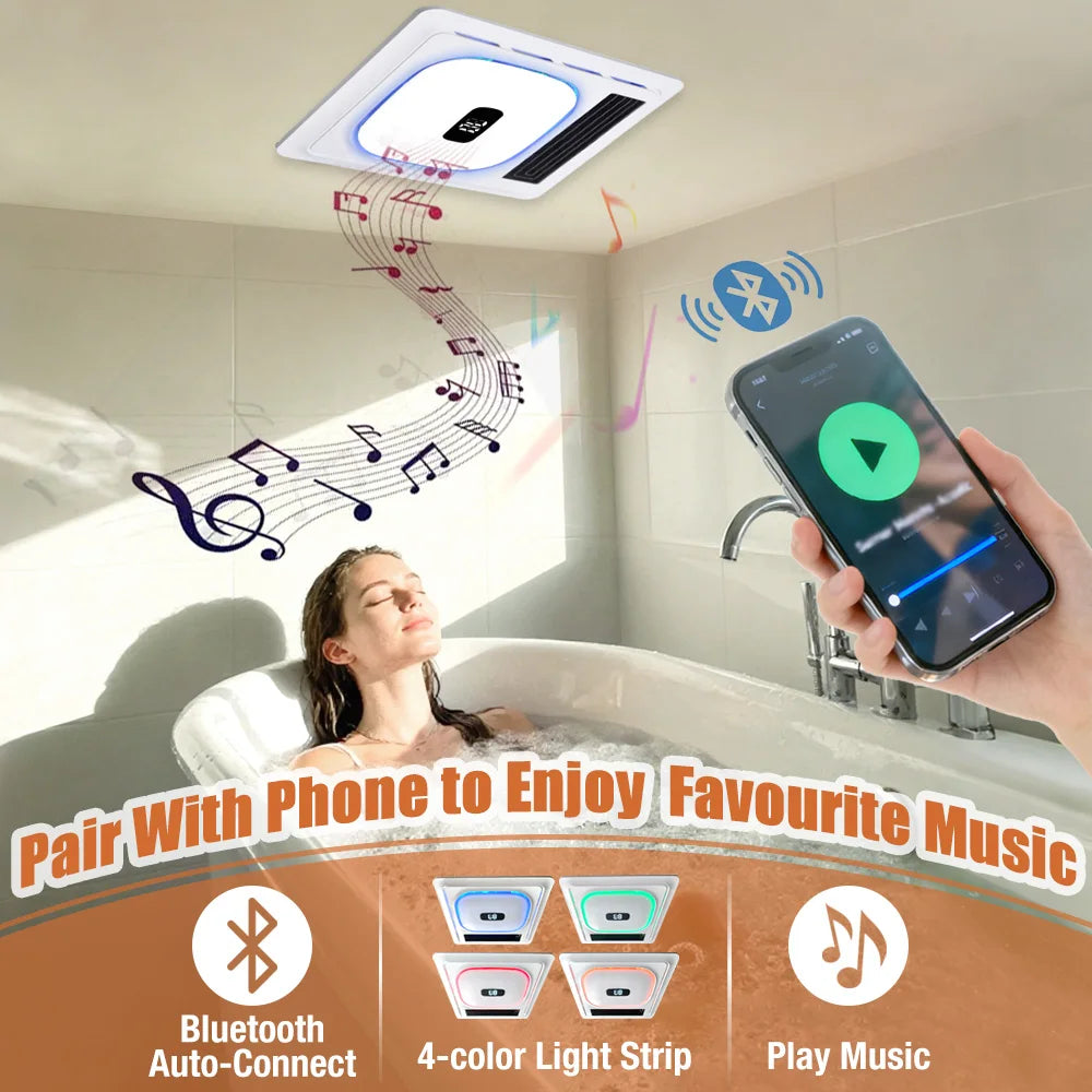 Bluetooth Speaker Bathroom Exhaust Fan 4-in-1 Speaker , Lighting, Heating, Ventilation, Exhaust Fan Home Bathroom Accessories