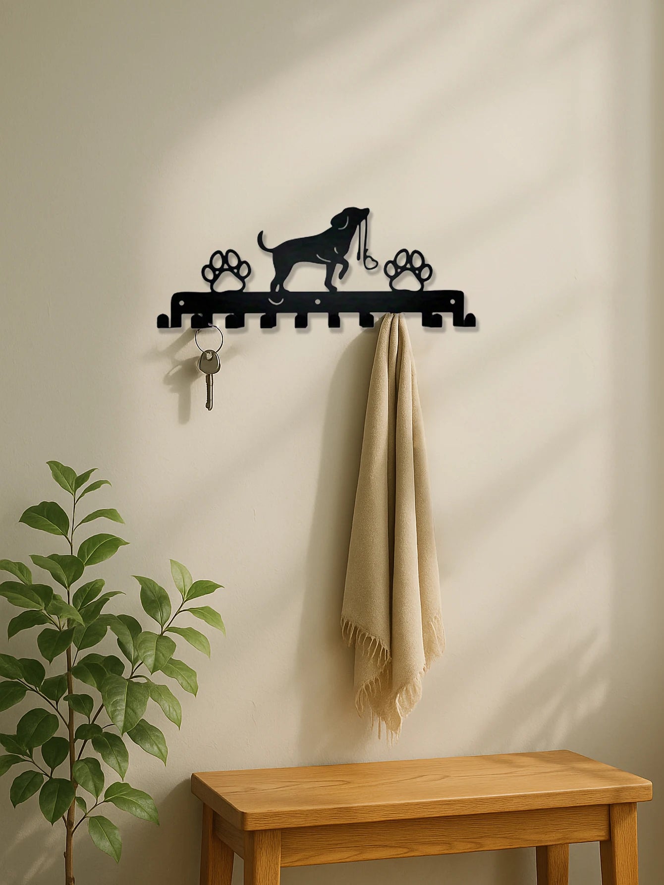 Rustic Wall Rack With Hooks For Coats Hats Towels Organizer