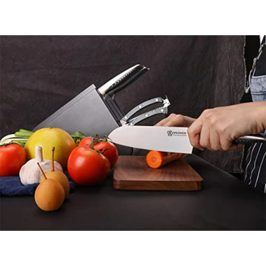 6 Piece Knife Block Set Stainless Steel Knives With Handles