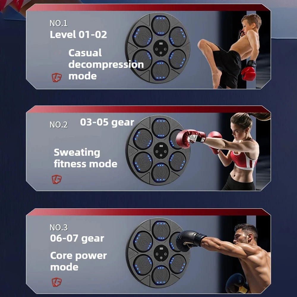 Music Boxing Machine with Gloves Blueteeth Connected Smart Wall Target Sandbag For Boxing Sports Relax Agility Reaction Training