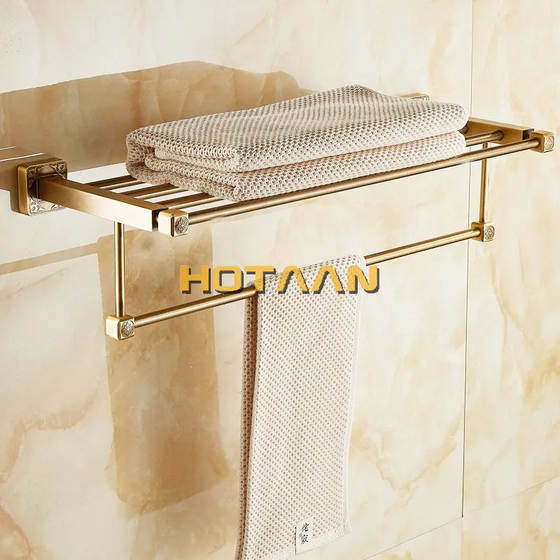 HOTAAN Aluminum Wall Mounted Square Towel Rack Bathroom Accessory