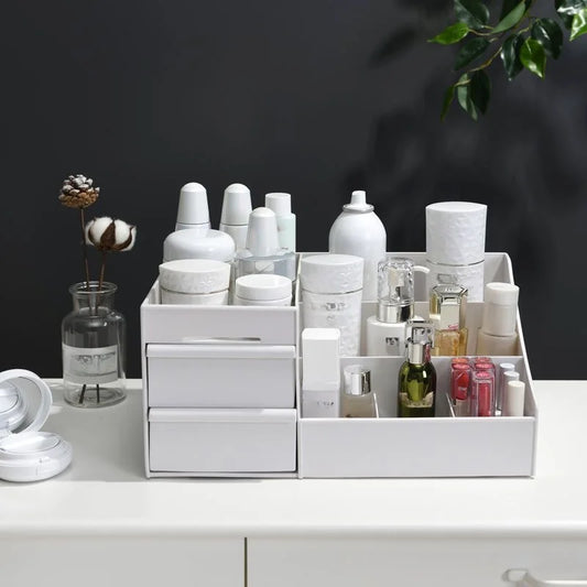 Double Drawer Cosmetic Storage Box Beauty Organizer For Vanity