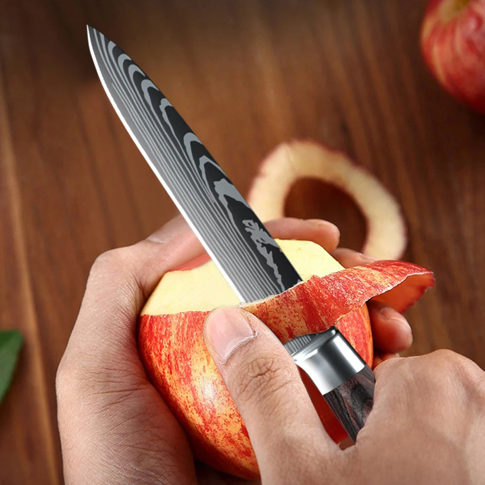 ZENG Damascus Pattern Kitchen Knife Set High Carbon Stainless Steel
