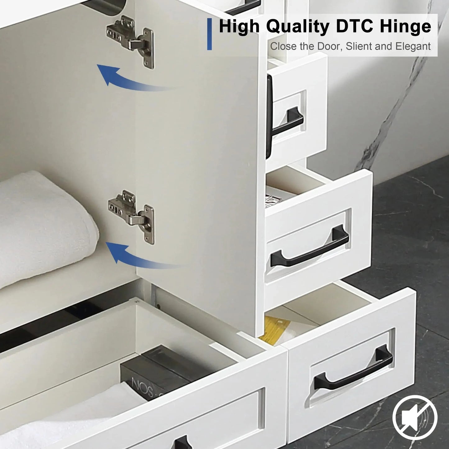 Modern MDF Waterproof Floor Mounted Shaker Bathroom Vanity Cabinet