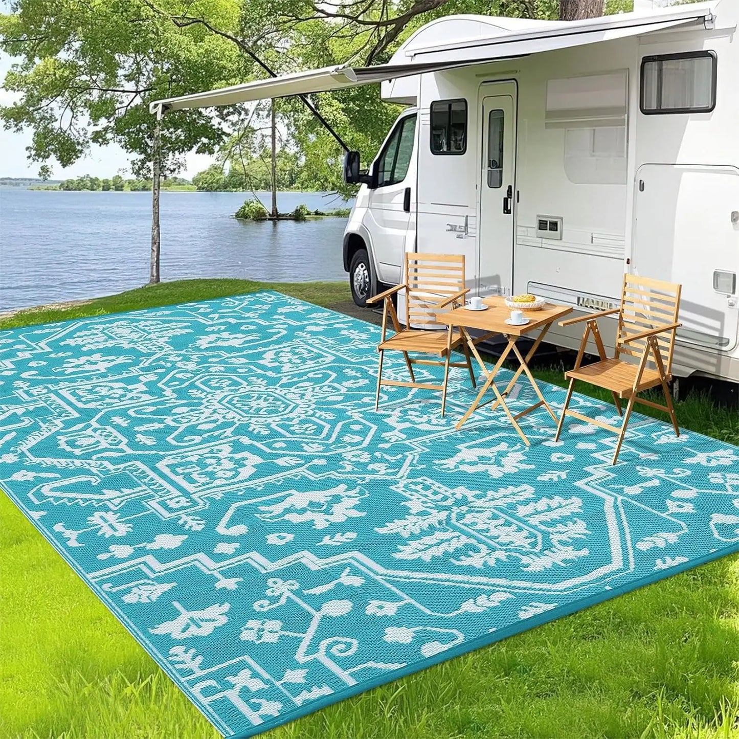 TWISTER.CK Waterproof Outdoor Area Rug Stain Resistant Patio Mat