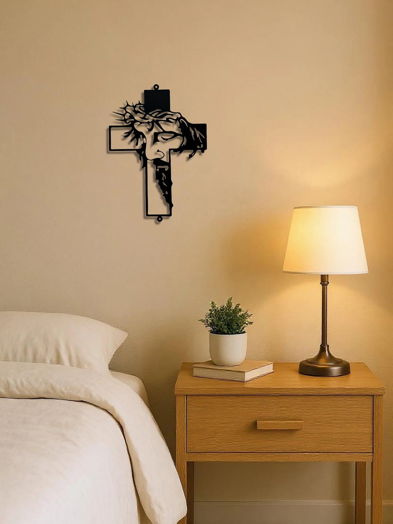 Wrought Iron Cross Wall Art Weatherproof Powder Coated Outdoor