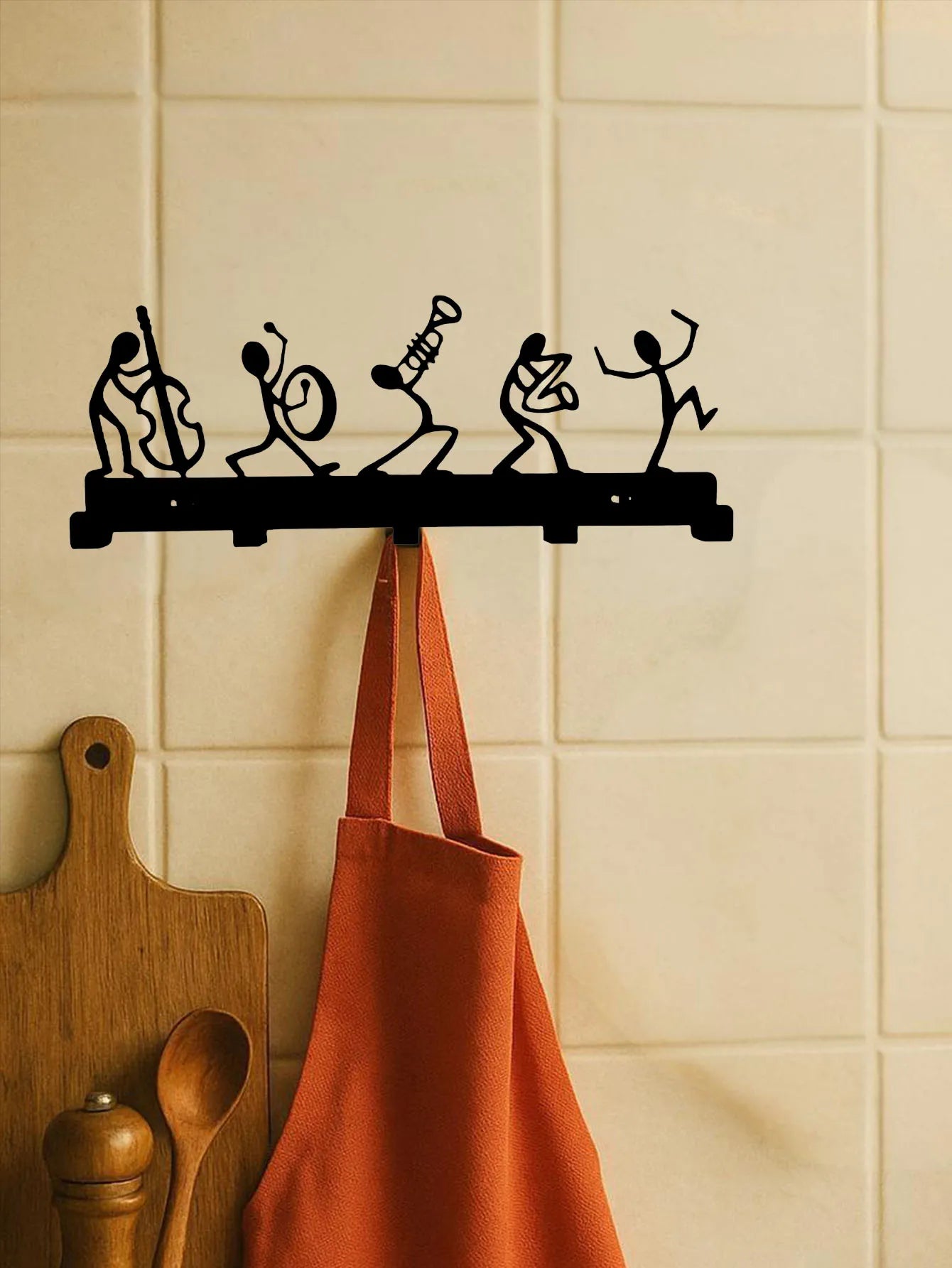 Metal Wall Mounted Coat Rack With Five Heavy Duty Hooks