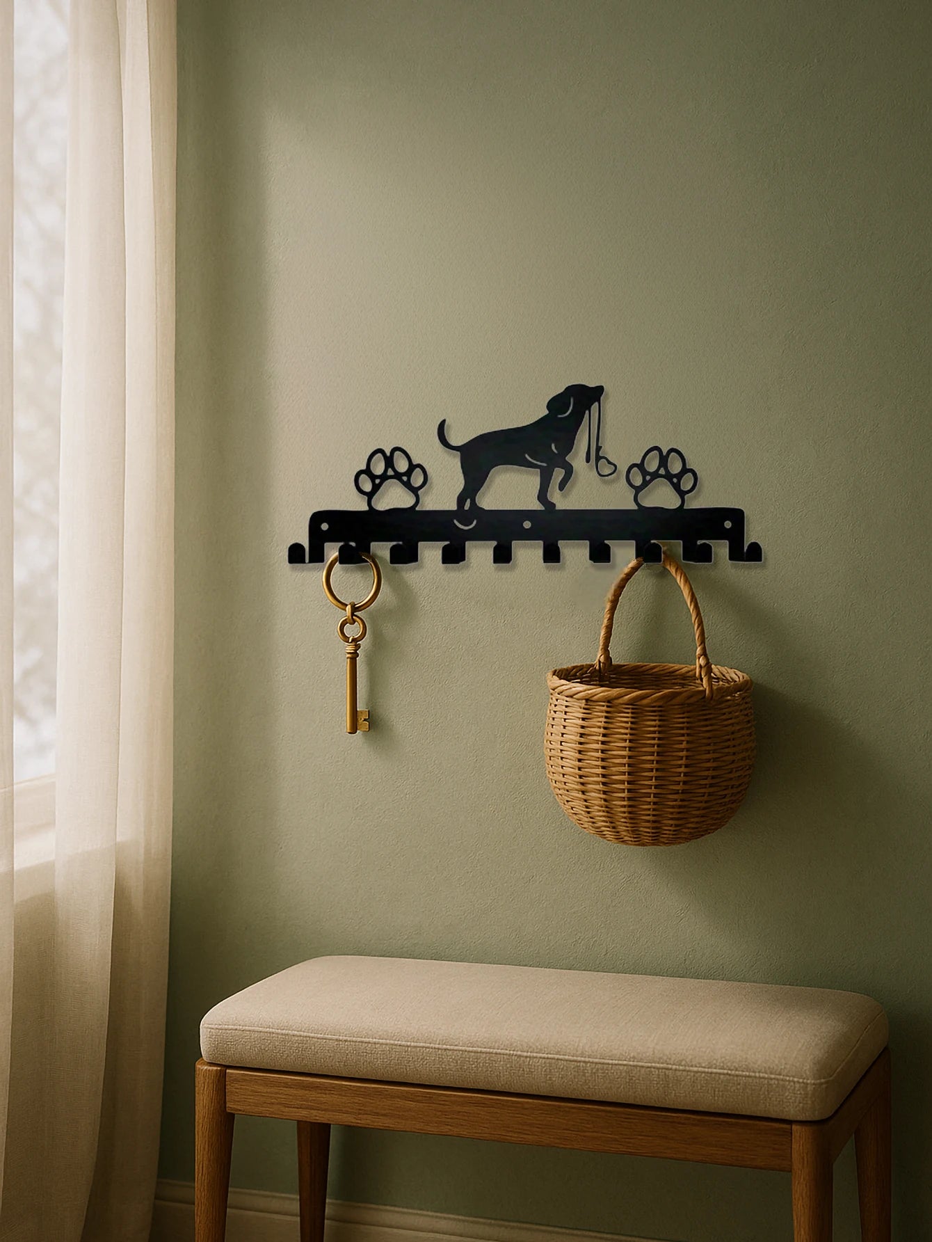 Rustic Wall Rack With Hooks For Coats Hats Towels Organizer