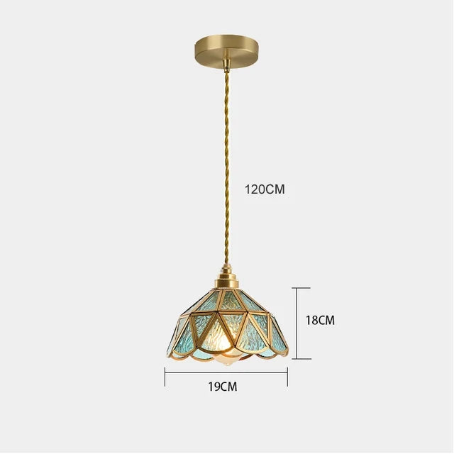 New Retro Copper Tiffany Wall Lamp Simple Reading Light Hanging Villa Bedroom Corridor Living Room Decorative Light Chandeliers