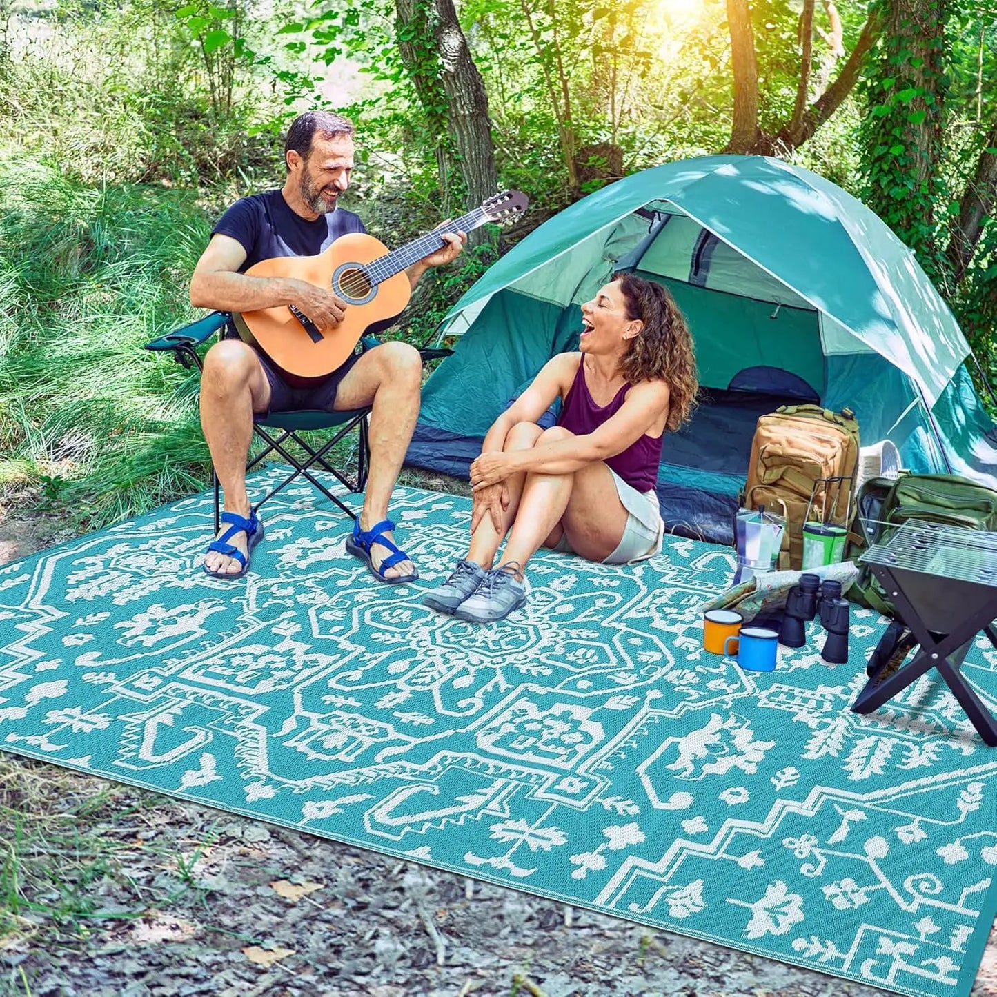 TWISTER.CK Waterproof Outdoor Area Rug Stain Resistant Patio Mat