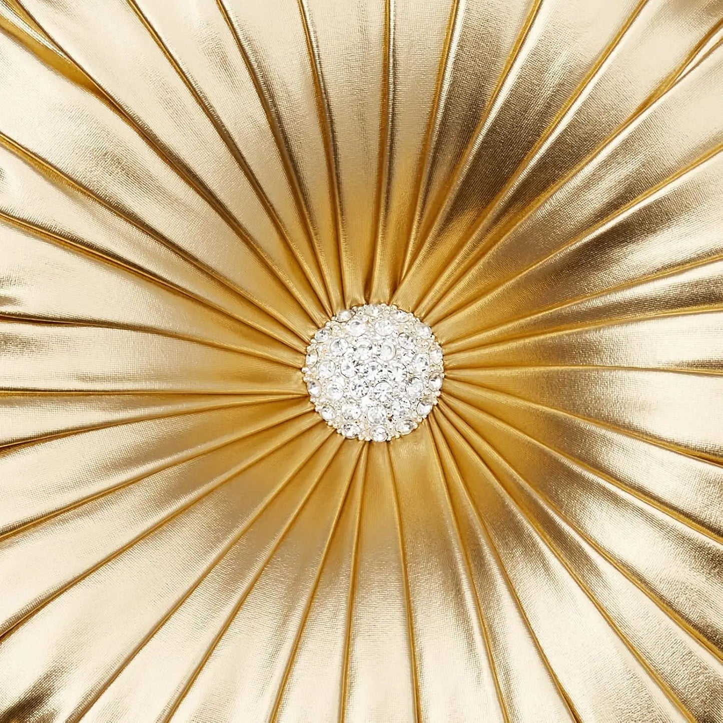 Metallic Leather Round Throw Pillow With Handmade Pleated Design
