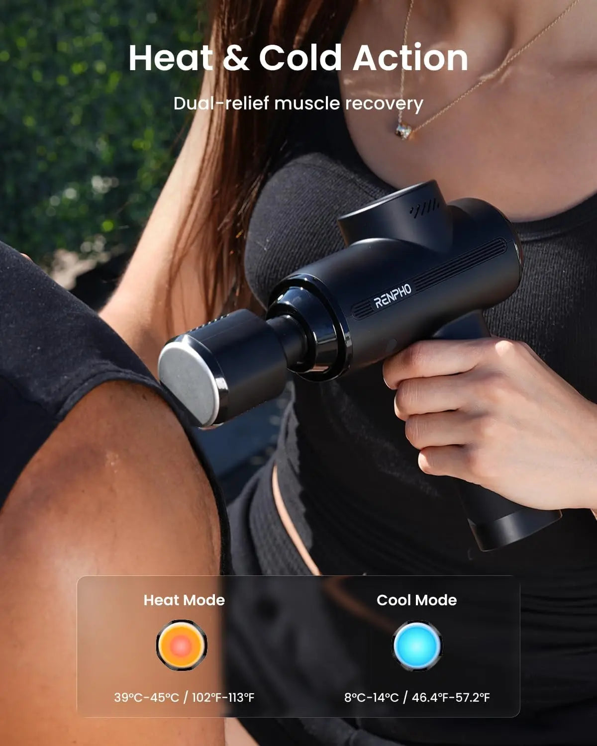2026 Upgraded Thermacool Massage Gun with Heat & Cold Therapy, Deep Tissue Percussion for Athletes & Professionals