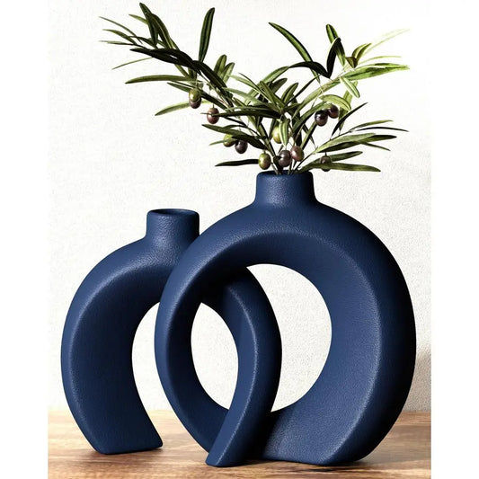 Donut Vase Set Of 2 Minimalist Ceramic Coastal Decor
