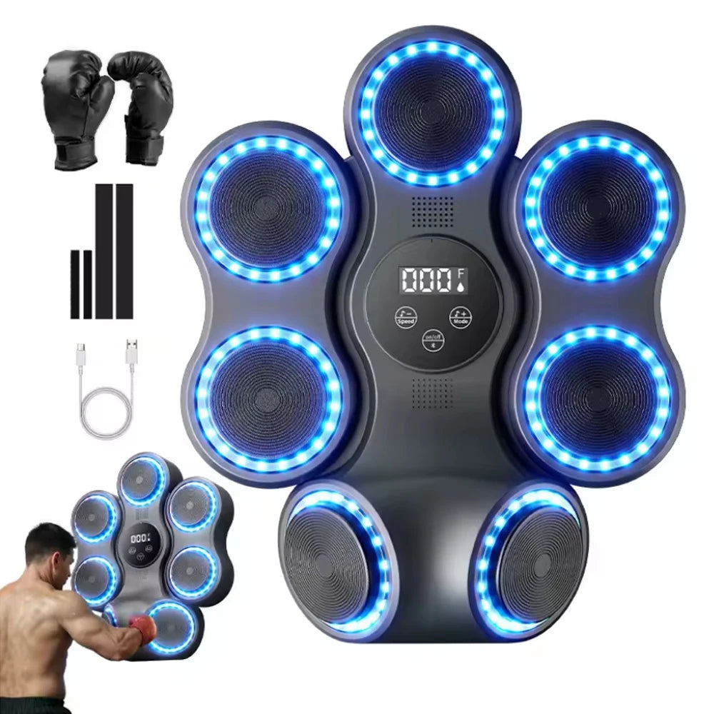 Music Boxing Machine with Gloves Blueteeth Connected Smart Wall Target Sandbag For Boxing Sports Relax Agility Reaction Training