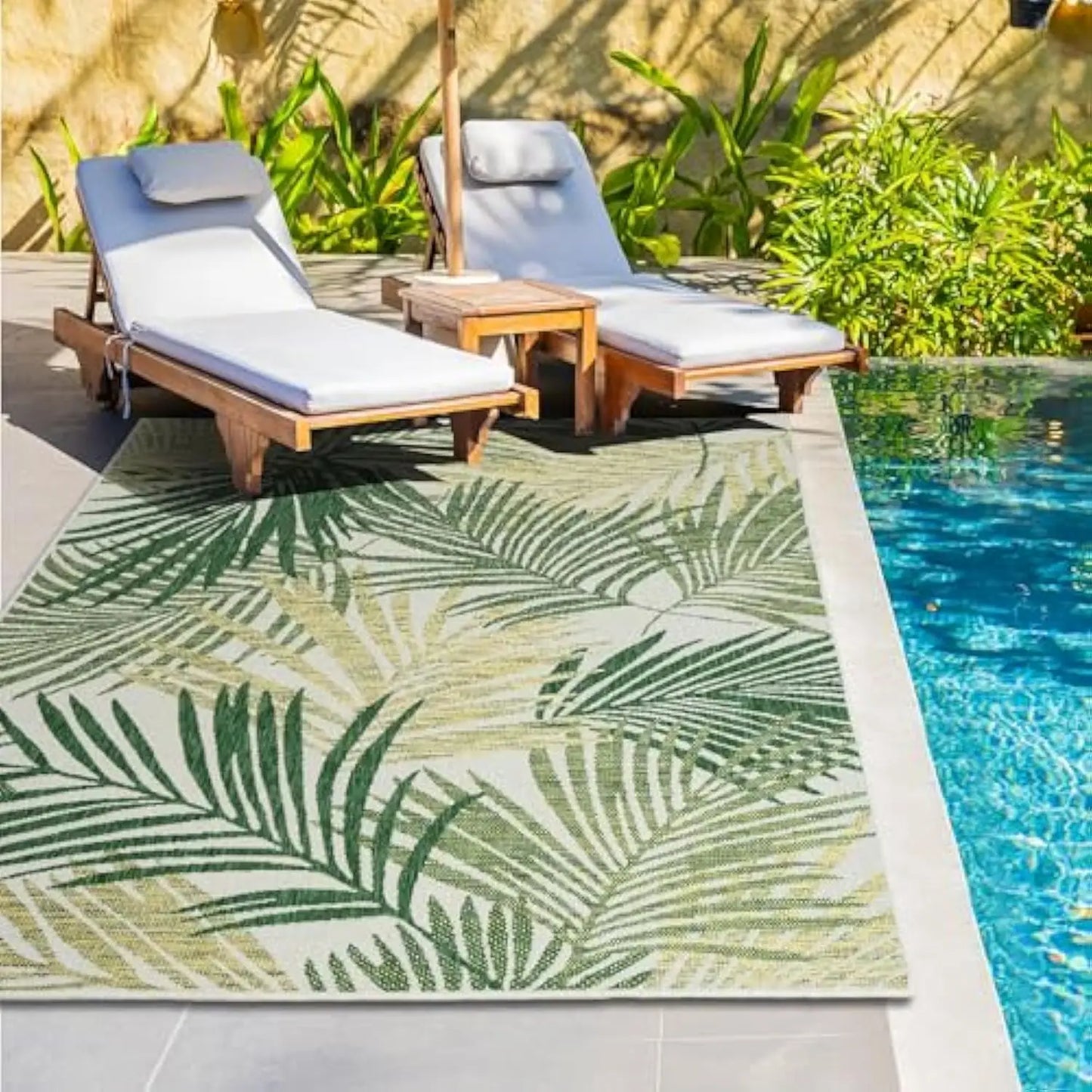 VIKAMA Summer Outdoor Non-Slip Area Rug | Machine Washable Floor Mat for Camping Picnic Terrace Deck Home Decor