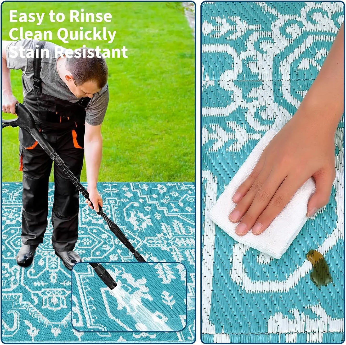 TWISTER.CK Waterproof Outdoor Area Rug Stain Resistant Patio Mat