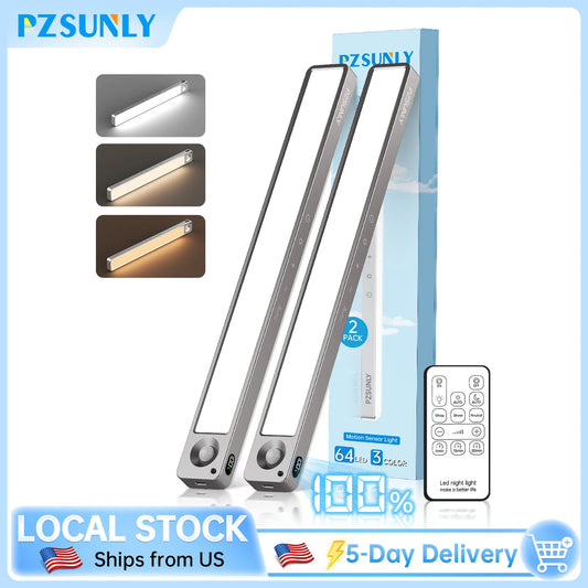 Pzsunly LED Cabinet Light Type C Rechargeable Motion Sensor Lamp