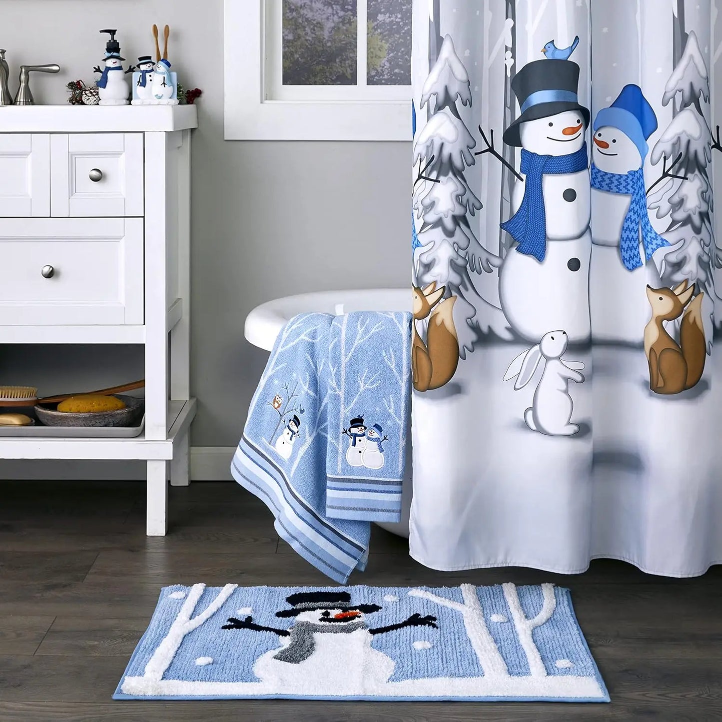 Premium Cotton Christmas Snowman Bath Towel 450 GSM Absorbent Jacquard