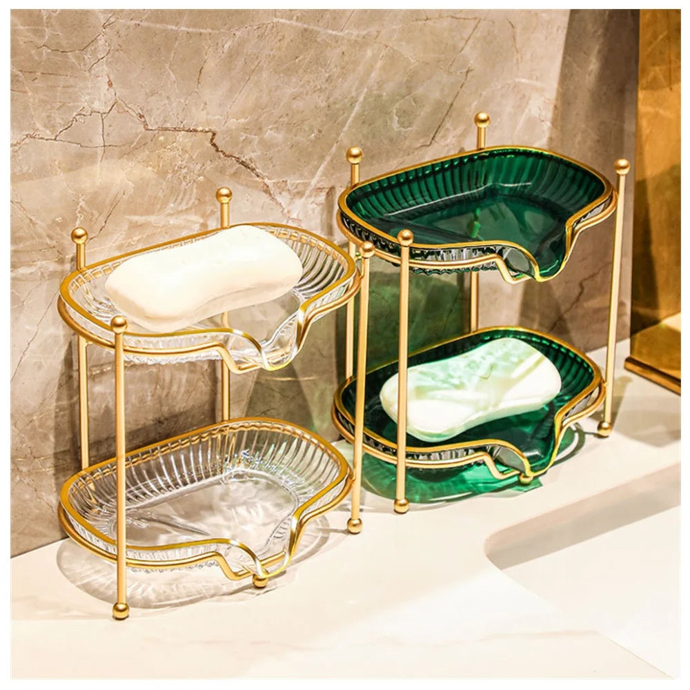 Lightweight Luxury Double Layer Soap Holder With Metal Bracket Bathroom