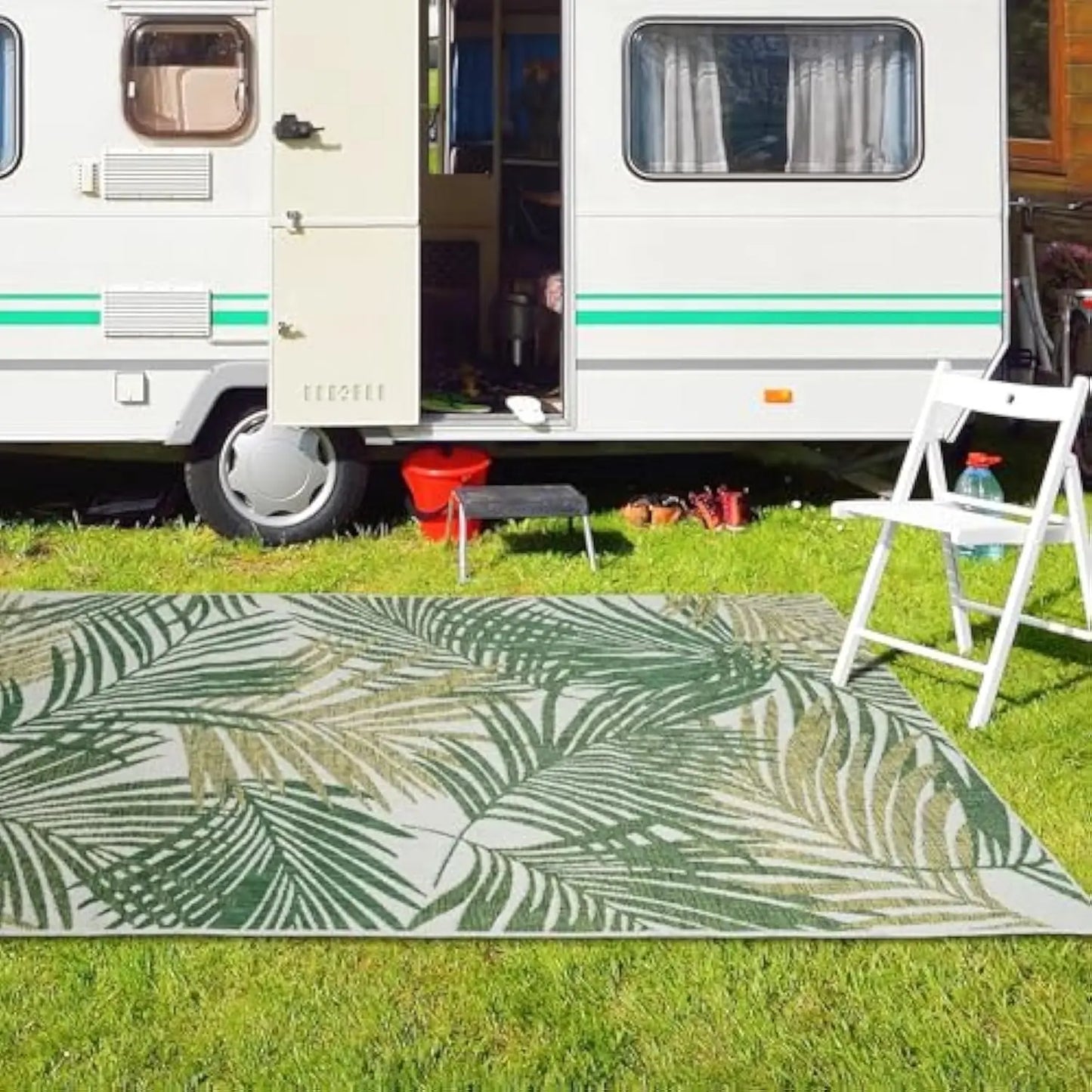 VIKAMA Summer Outdoor Non-Slip Area Rug | Machine Washable Floor Mat for Camping Picnic Terrace Deck Home Decor