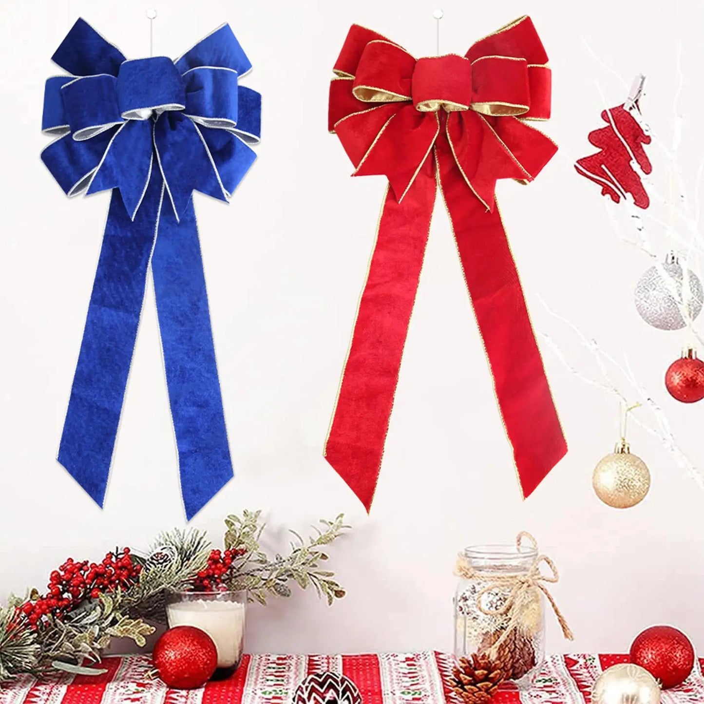 Christmas Door Bow Hanging Ornament For Indoor And Garden Decor