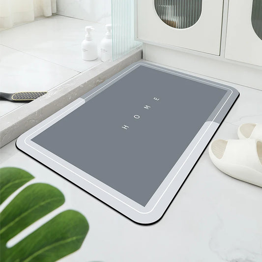 NONECN Rubber Bath Floor Mat Anti Slip Geometric Diatomaceous Earth