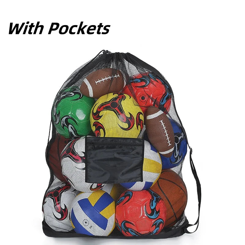 Soccer Ball Mesh Bag Backpack Extra Large Football Storage Bag With Drawstring Zipper Pocket For Holding Basketball Sports Bag