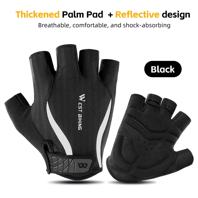 West Biking Summer Half Finger Bike Gloves Shockproof Palm Pad