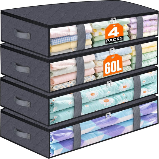 Under Bed Storage Containers Set for Bedding and Shoe Organization