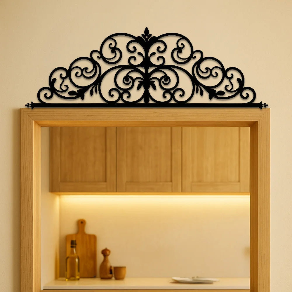 Art Deco Metal Iris Scroll Wall Hanging Indoor Decor