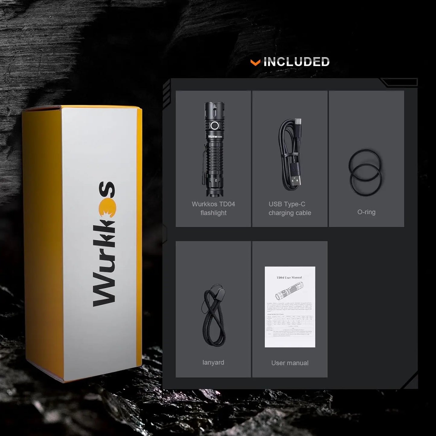 Wurkkos TD04 21700 Rechargeable Dual Mode Tactical Flashlight