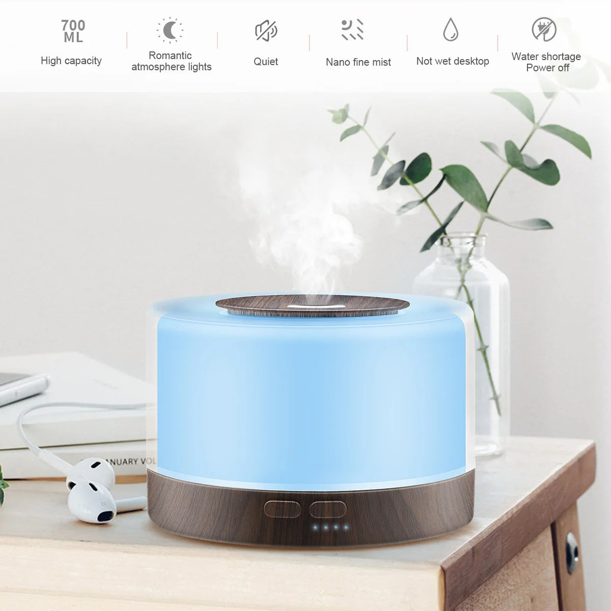 Ultrasonic Essential Oil Diffuser With LED Night Light