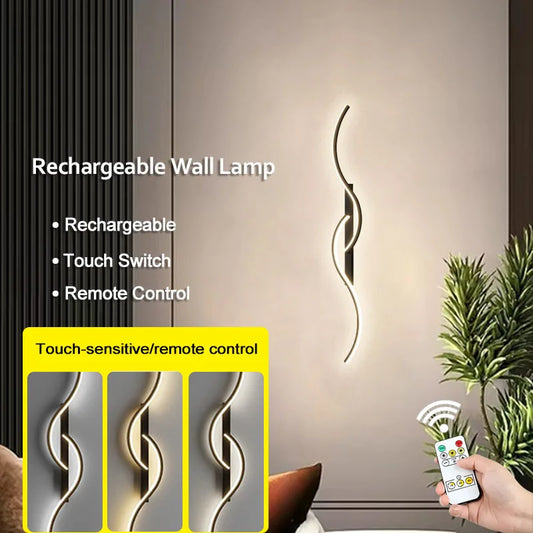LED Rechargeable Wall Light New Remote Control Wiring Free 60/80cm For Living Room Bedroom Corridor Hotel Interior Decor Lights