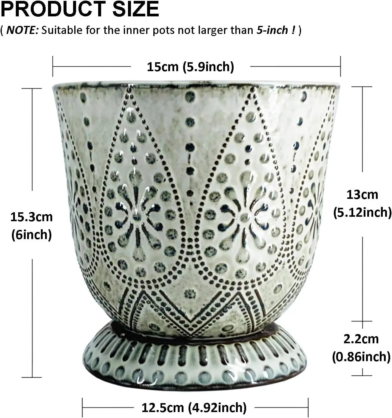 Ceramic Planter Set Of 2 With Drainage Holes And Saucers
