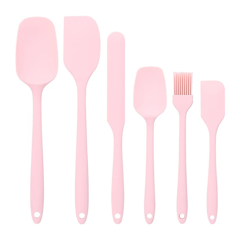 Six-Piece Silicone Kitchen Spatula and BBQ Brush Set