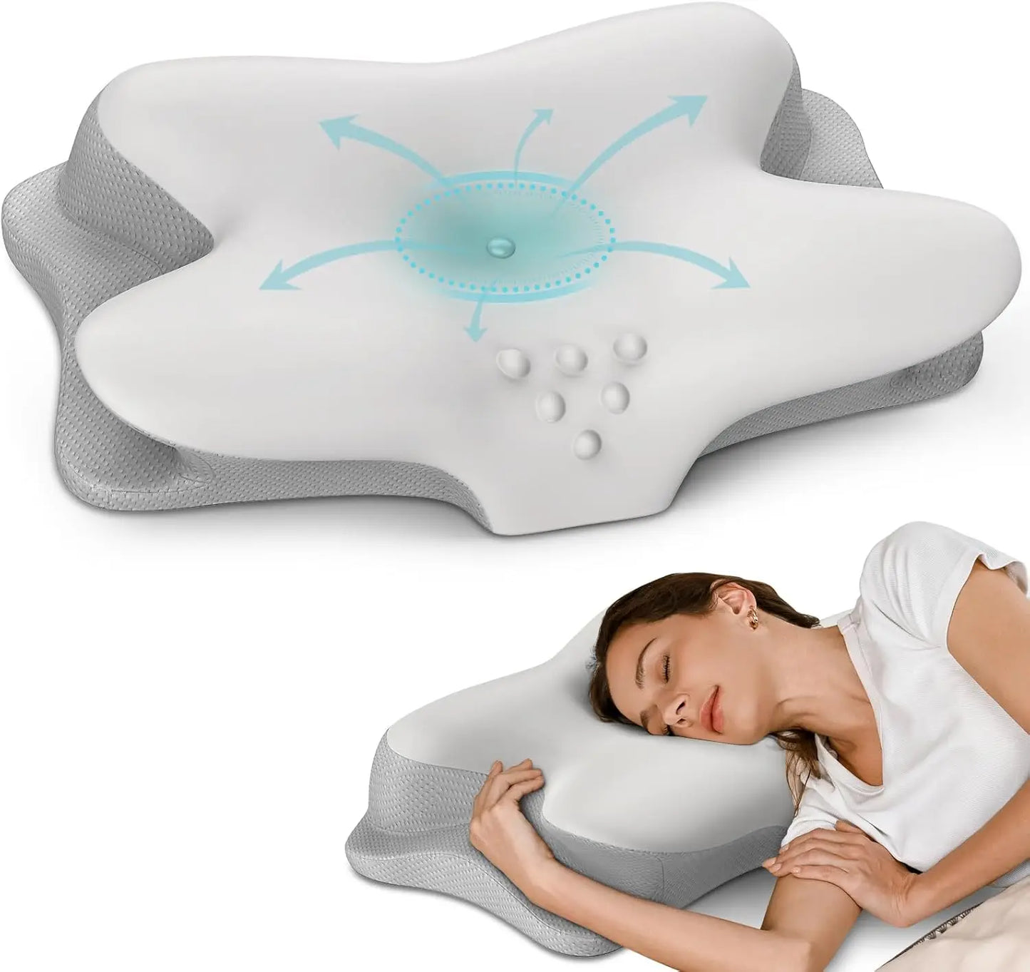 XMSJ Cooling Neck Pillow For Pain Relief Ergonomic Memory Foam