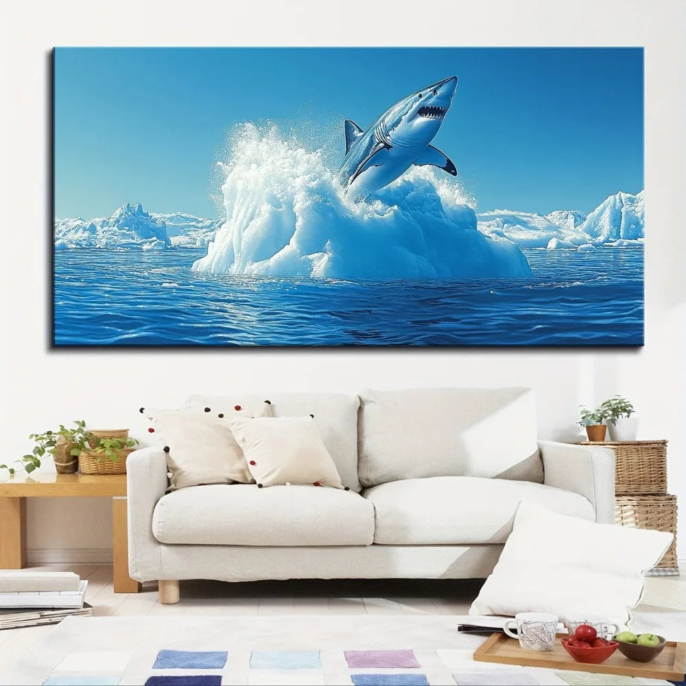 Great White Shark Poster Canvas Print Wall Art For Modern Home Decor