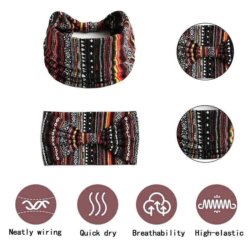 Bohemian Yoga Hairpie Sweat Absorbing Elastic Cotton Headband For Women