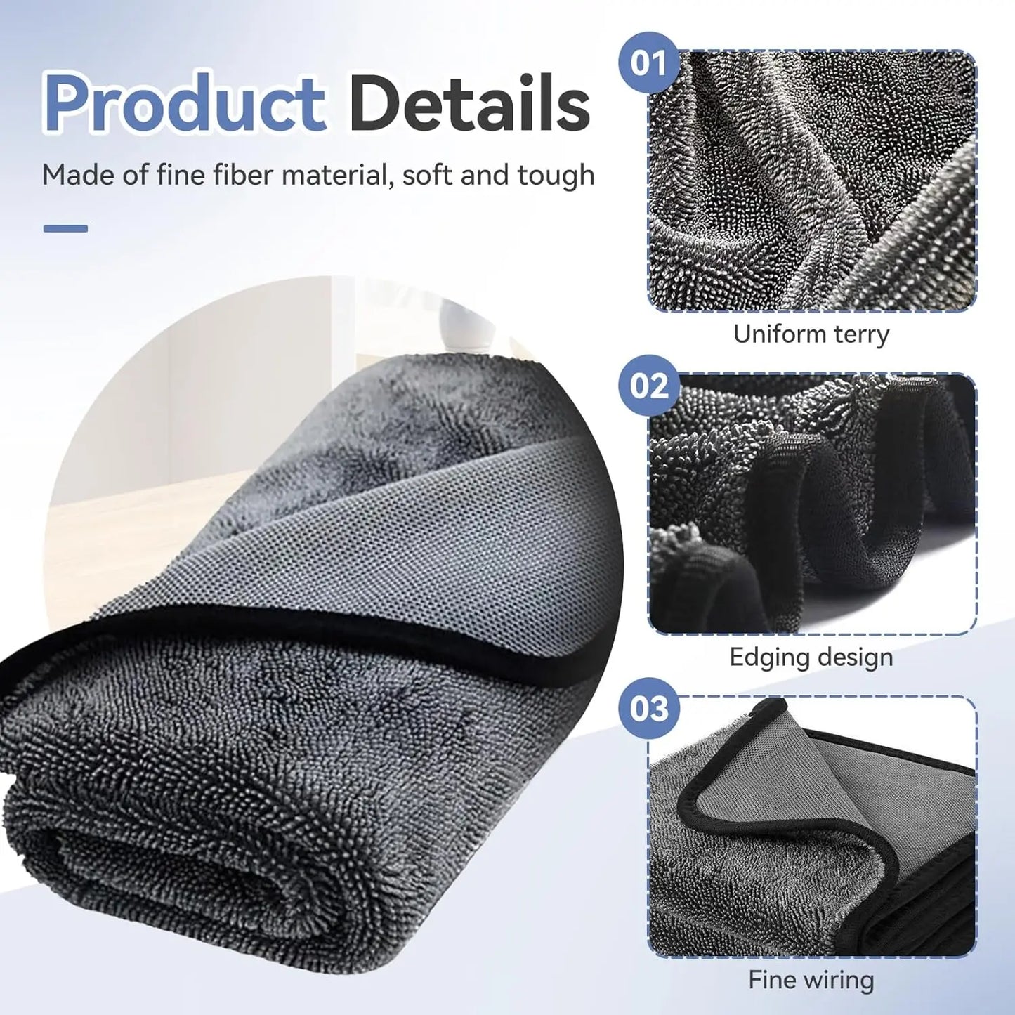 3 Pack Microfiber Cleaning Cloths For Windows Bathroom Home