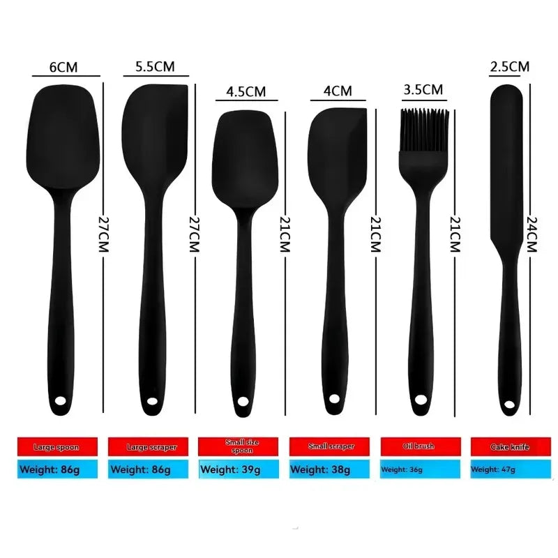 Six-Piece Silicone Kitchen Spatula and BBQ Brush Set