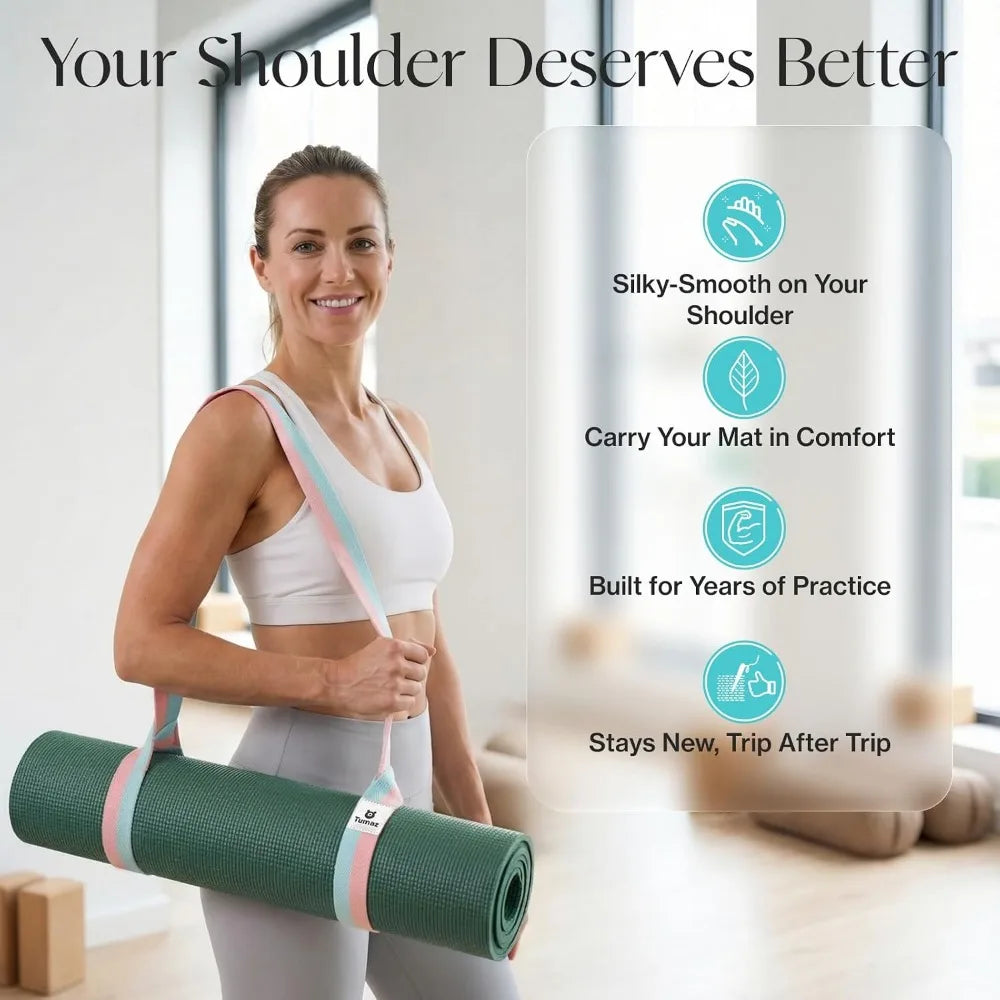 Adjustable Yoga Mat Strap (2 Sizes) – Extra Thick, Comfy Texture, Mat Not Included