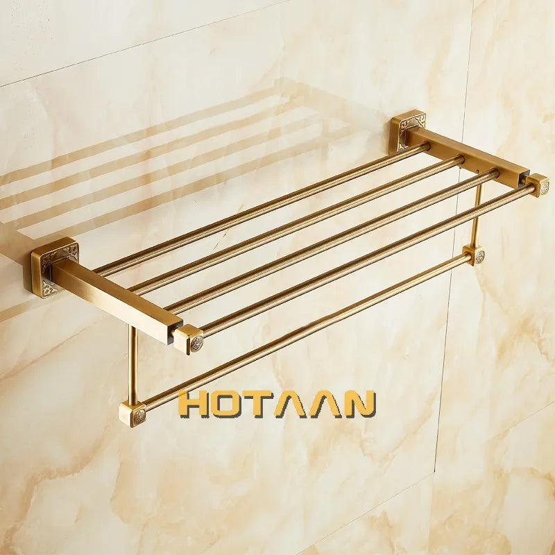 HOTAAN Aluminum Wall Mounted Square Towel Rack Bathroom Accessory