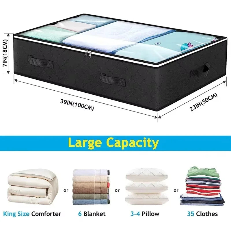 NONECN Underbed Quilt Storage Bag Nonwoven Large Capacity Wardrobe Organizer
