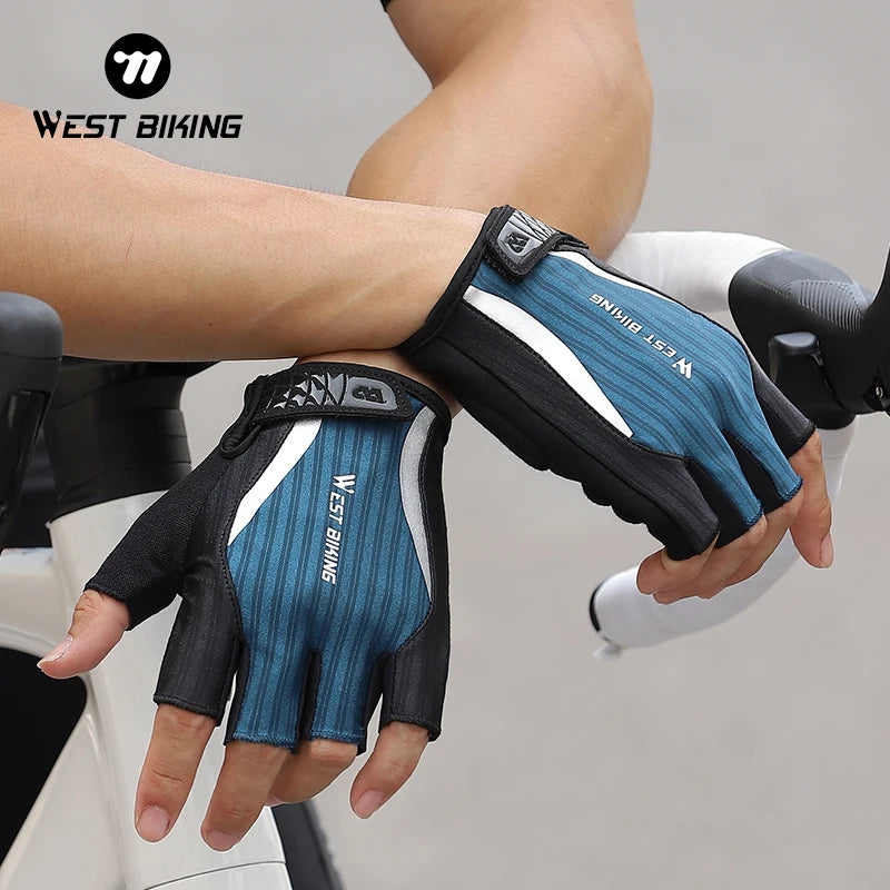 West Biking Summer Half Finger Bike Gloves Shockproof Palm Pad