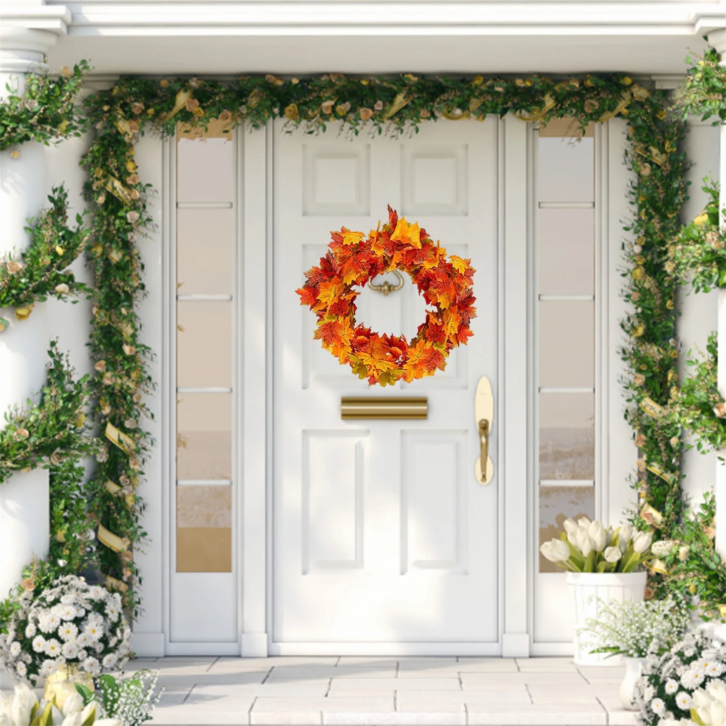 Artificial Fall Maple Leaf Garland for Autumn Wall Decor