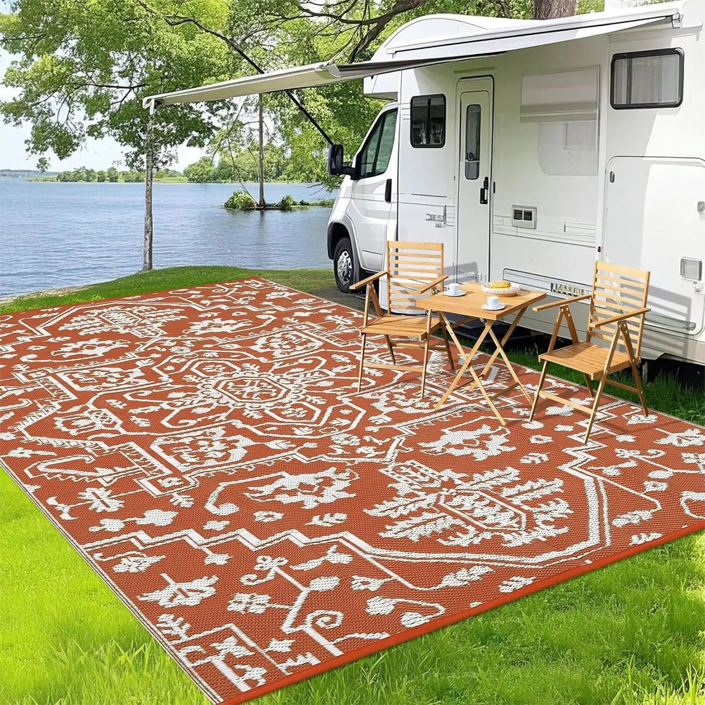 TWISTER.CK Waterproof Outdoor Area Rug Stain Resistant Patio Mat