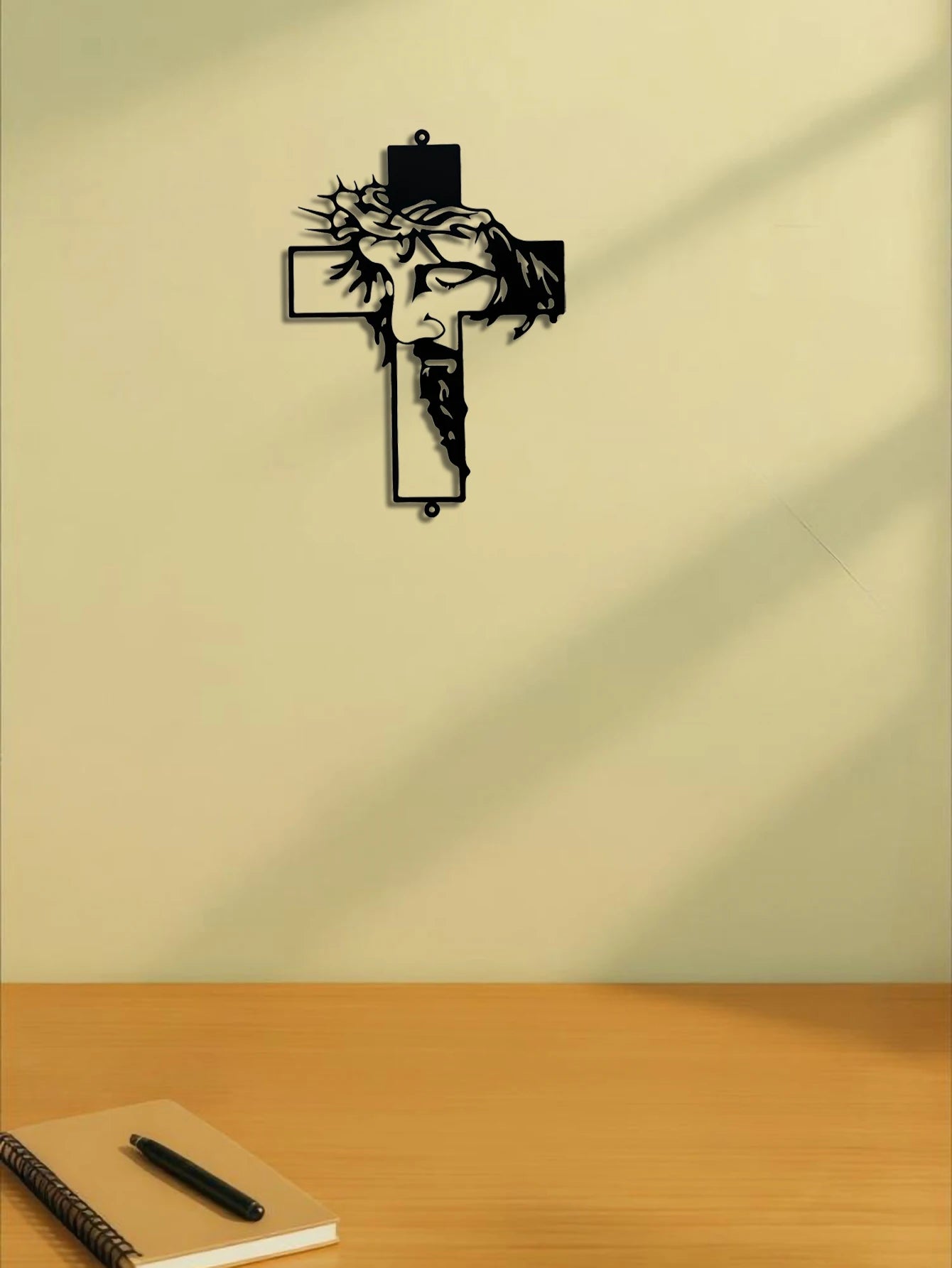 Wrought Iron Cross Wall Art Weatherproof Powder Coated Outdoor