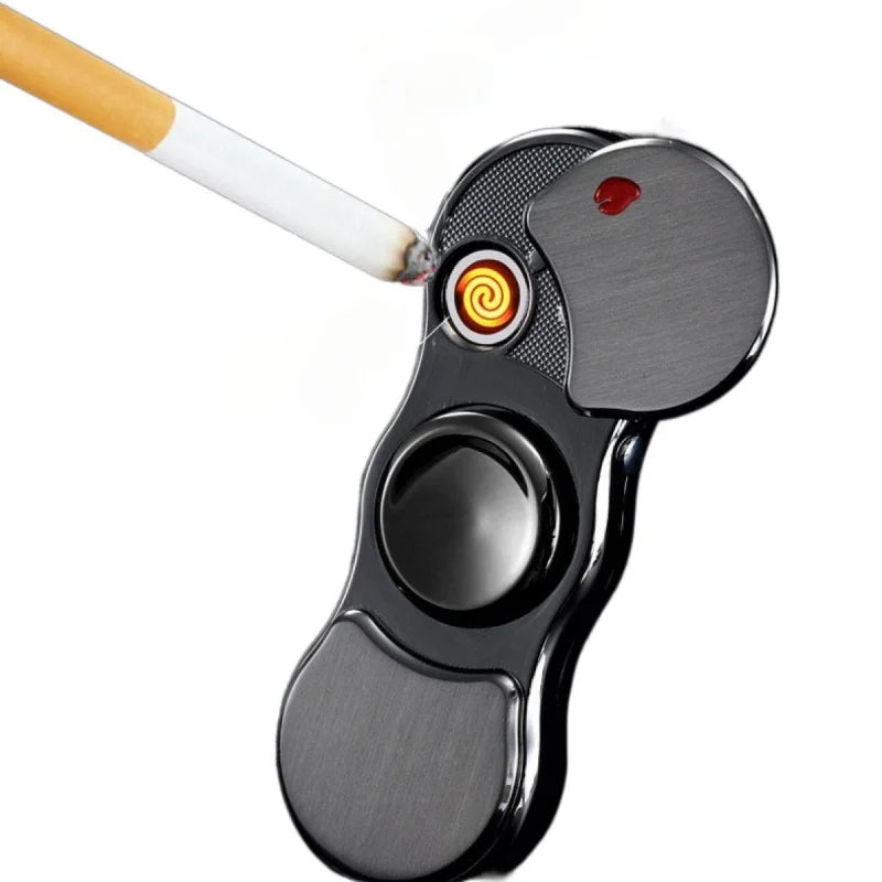 Rotatable Rechargeable Electronic Lighter Finger Spinner For Smokers